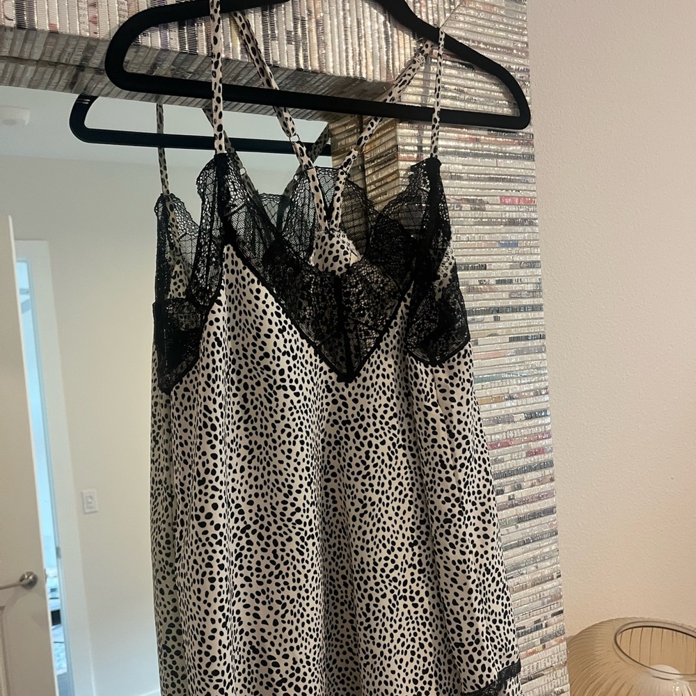 Animal Print Lace Trim Cami Top